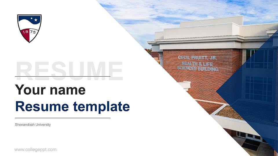 Shenandoah University Resume PPT Template16:9 ratio PPT effect preview image