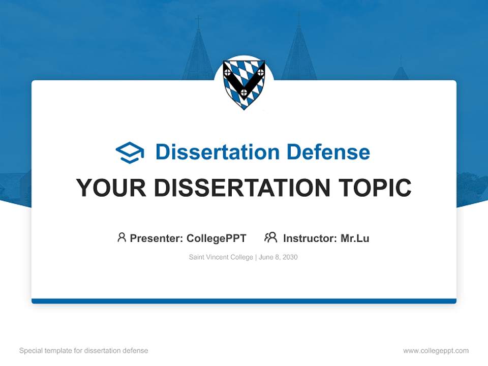 Saint Vincent College Graduation Thesis Defense PPT Template4:3 ratio PPT effect preview image7