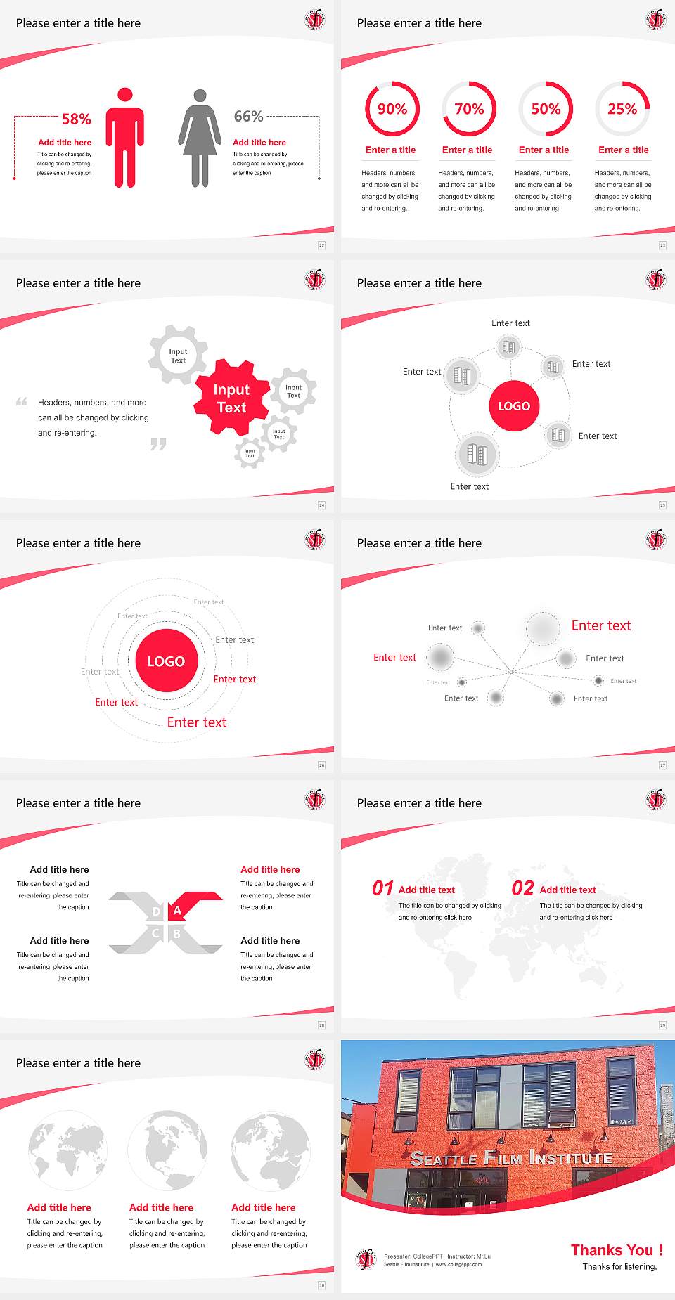 Seattle Film Institute Course/Courseware Creation PPT Template4:3 ratio PPT effect preview image4