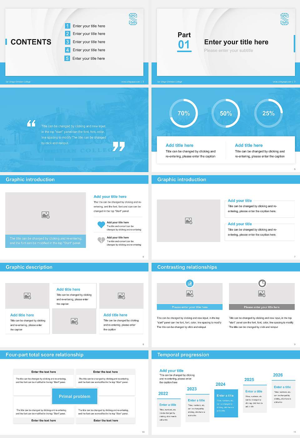 San Diego Christian College Thesis Proposal/Graduation Defense PPT Template16:9 ratio PPT effect preview image2