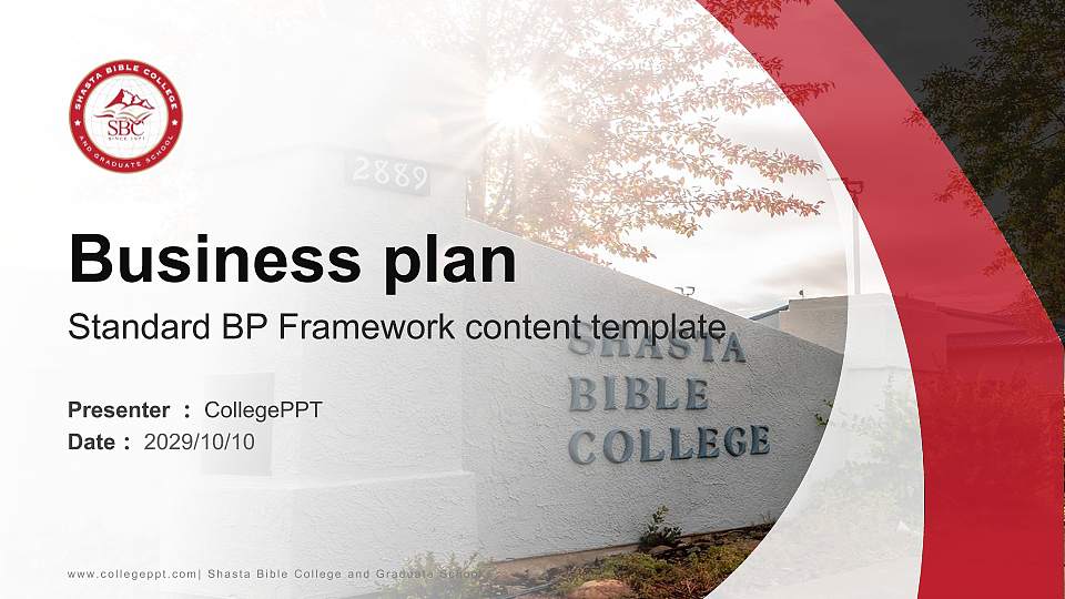 Shasta Bible College and Graduate School Competition/Entrepreneurship Contest PPT Template16:9 ratio PPT effect preview image
