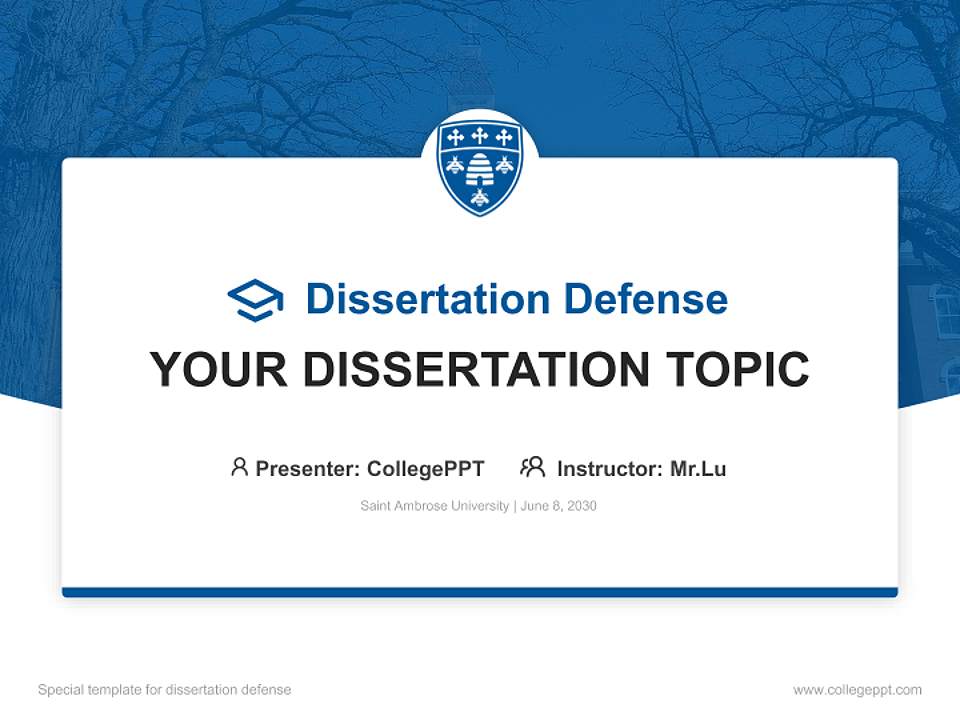Saint Ambrose University Graduation Thesis Defense PPT Template4:3 ratio PPT effect preview image7