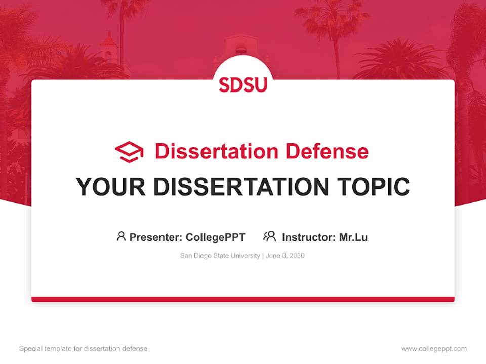 San Diego State University Graduation Thesis Defense PPT Template4:3 ratio PPT effect preview image7