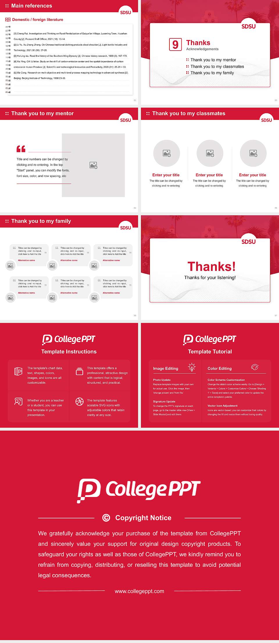 San Diego State University Graduation Thesis Defense PPT Template4:3 ratio PPT effect preview image7