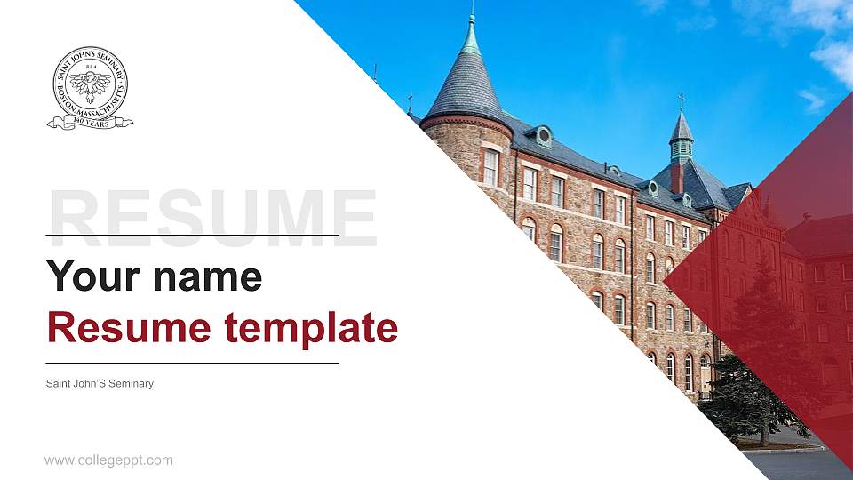 Saint John’S Seminary Resume PPT Template16:9 ratio PPT effect preview image1