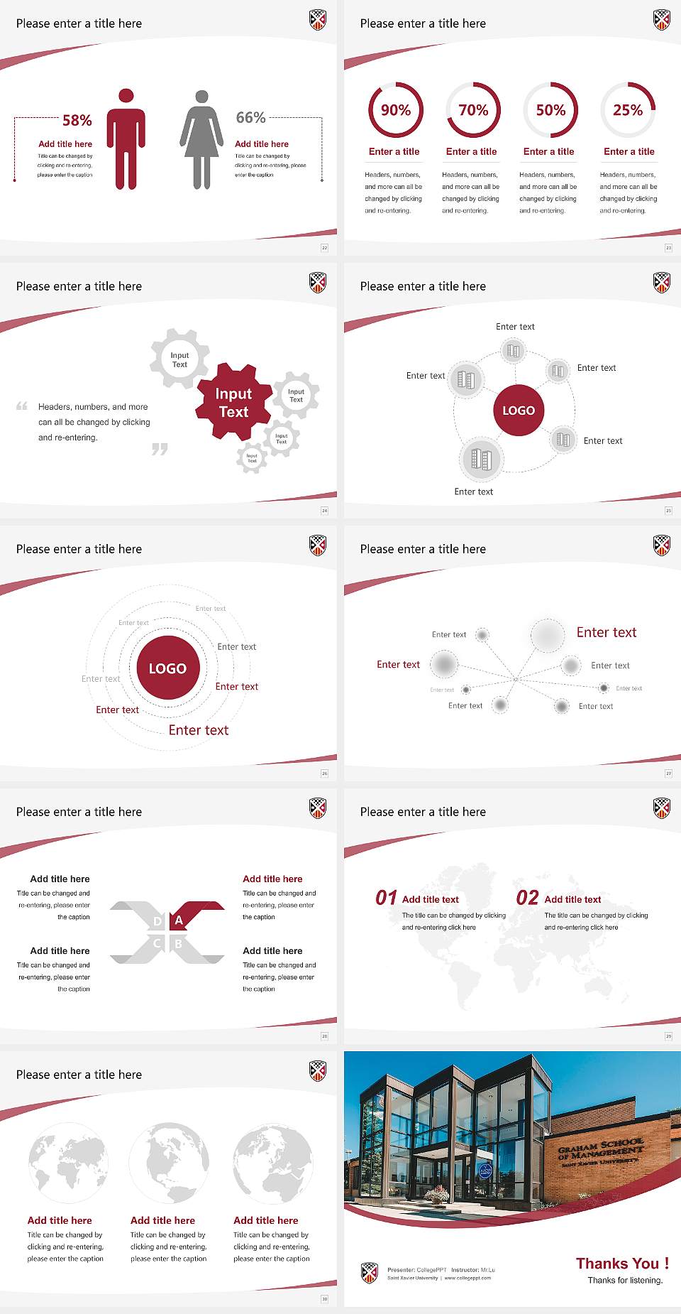 Saint Xavier University Course/Courseware Creation PPT Template4:3 ratio PPT effect preview image4