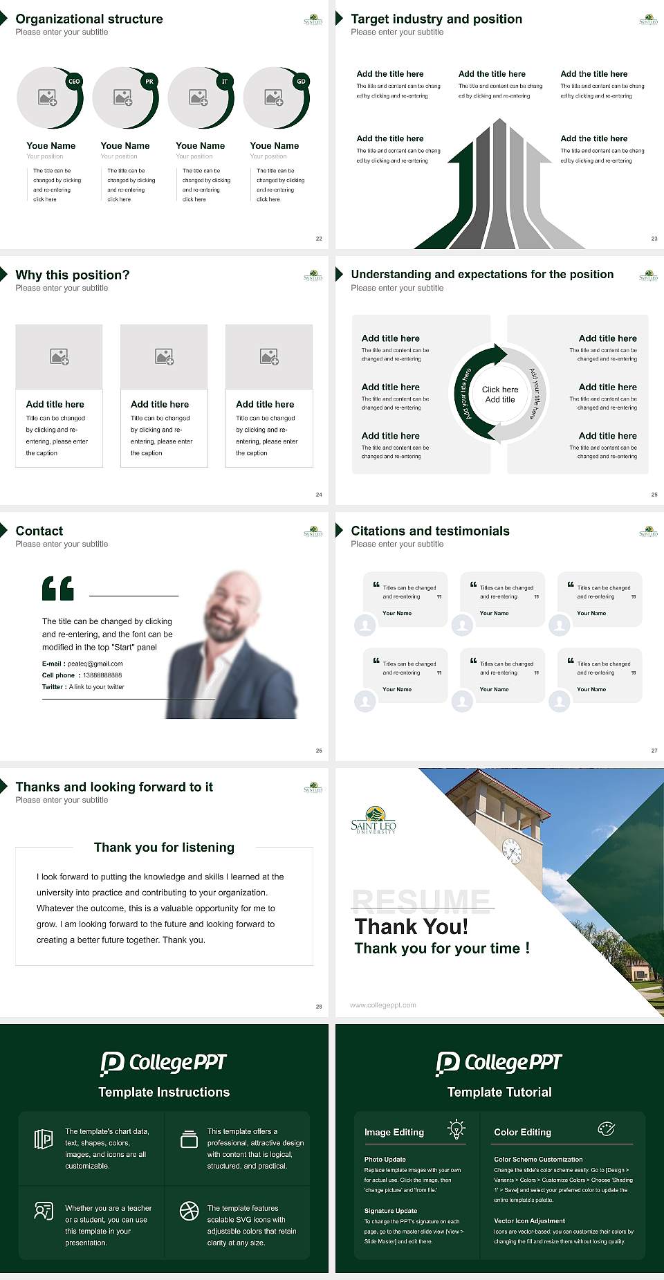Saint Leo University Resume PPT Template4:3 ratio PPT effect preview image4