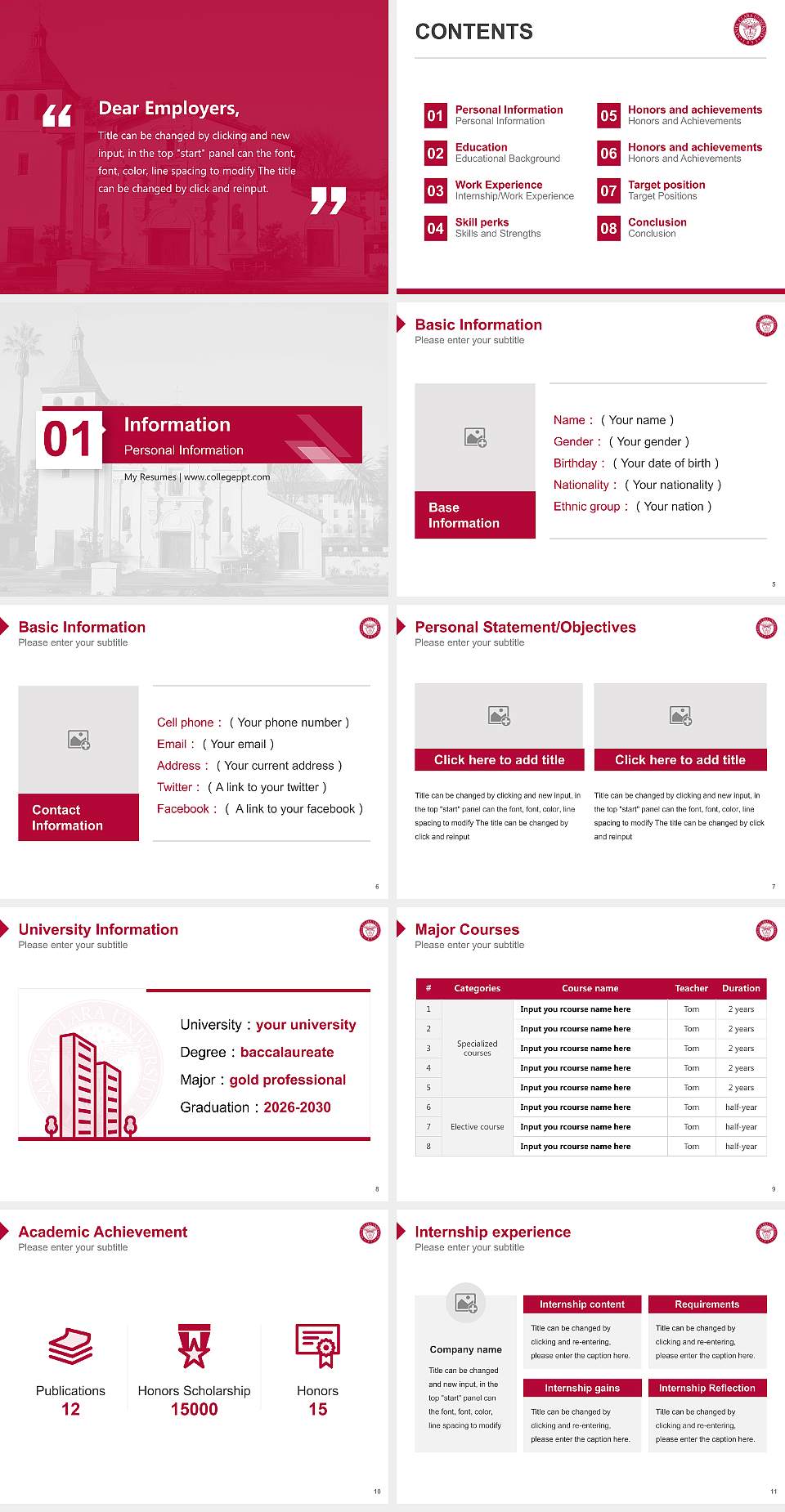 Santa Clara University Resume PPT Template4:3 ratio PPT effect preview image2