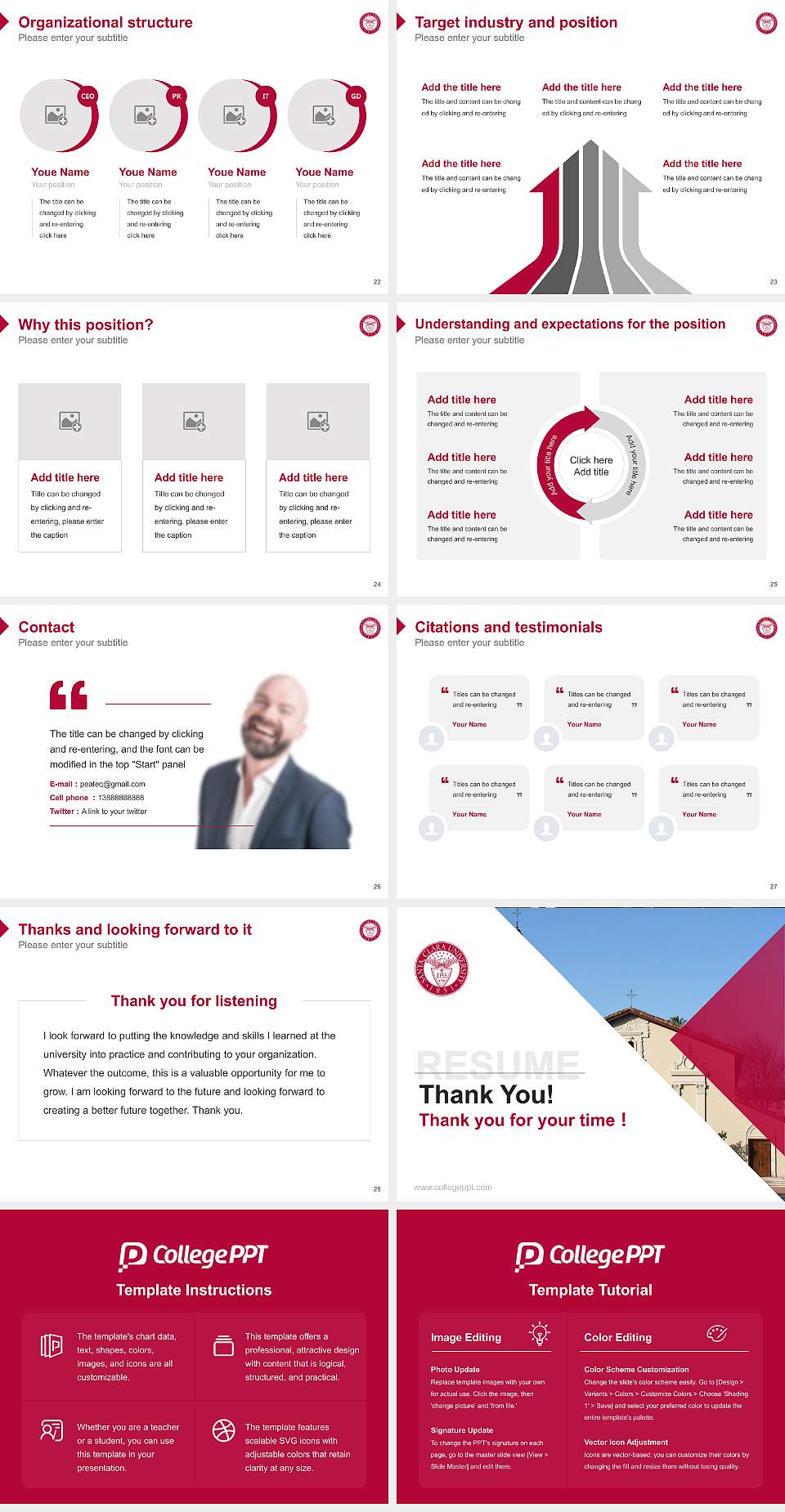 Santa Clara University Resume PPT Template4:3 ratio PPT effect preview image4