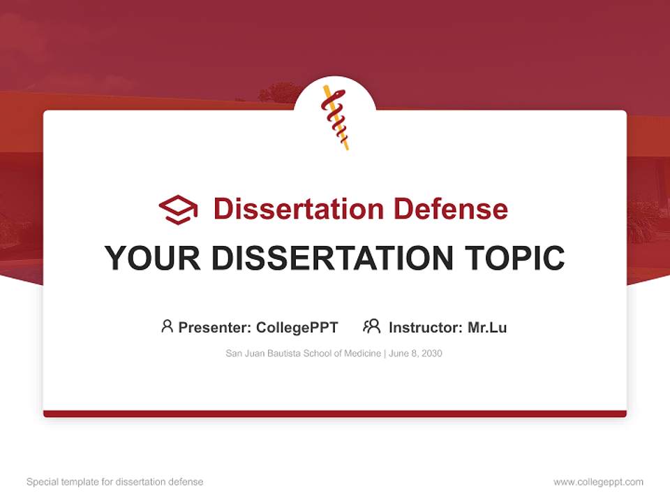 San Juan Bautista School of Medicine Graduation Thesis Defense PPT Template4:3 ratio PPT effect preview image7