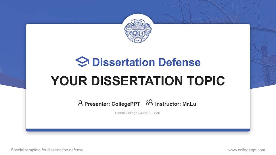 Salem College Graduation Thesis Defense PPT Template16:9 ratio PPT effect preview image