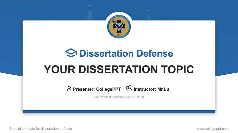 Saint Vincent Seminary Graduation Thesis Defense PPT Template16:9 ratio PPT effect preview image