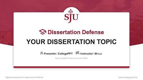 Saint Joseph’S University Graduation Thesis Defense PPT Template