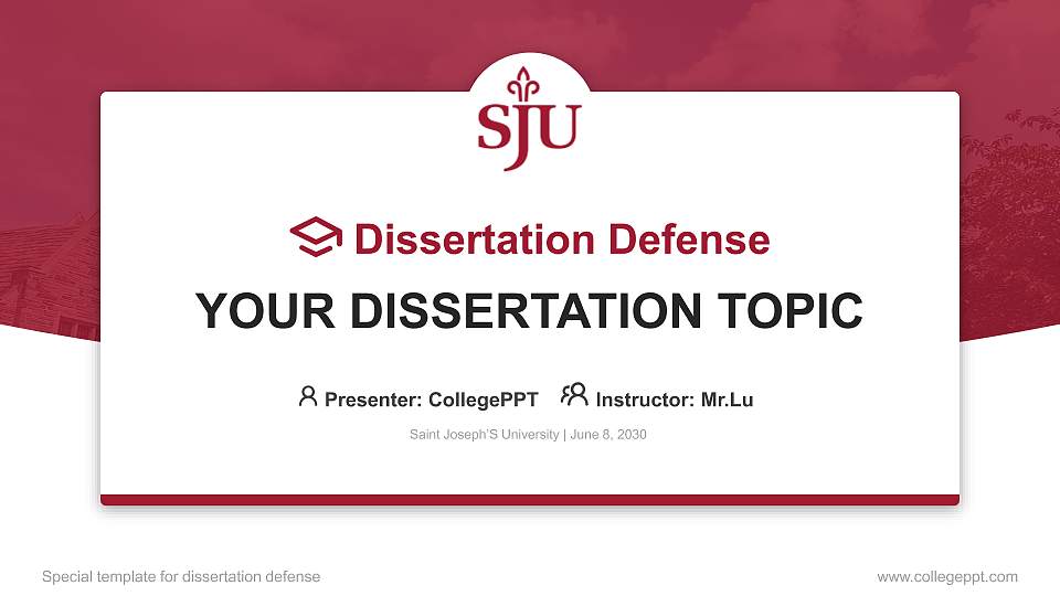 Saint Joseph’S University Graduation Thesis Defense PPT Template16:9 ratio PPT effect preview image