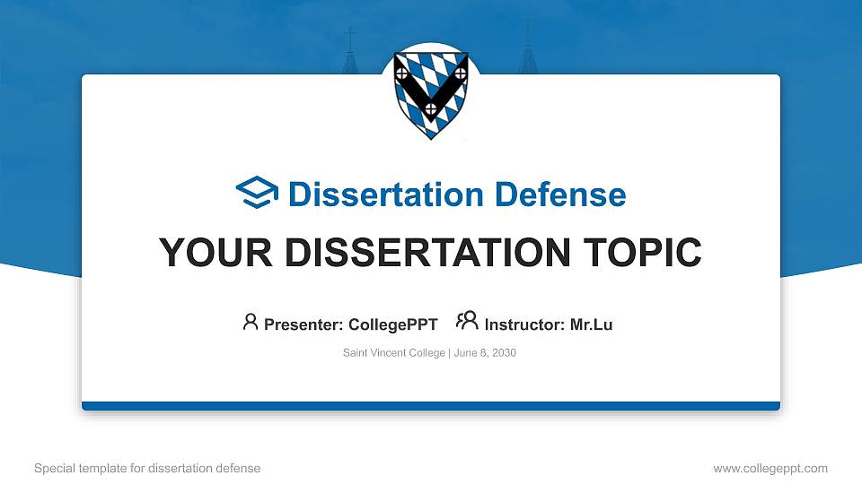 Saint Vincent College Graduation Thesis Defense PPT Template16:9 ratio PPT effect preview image