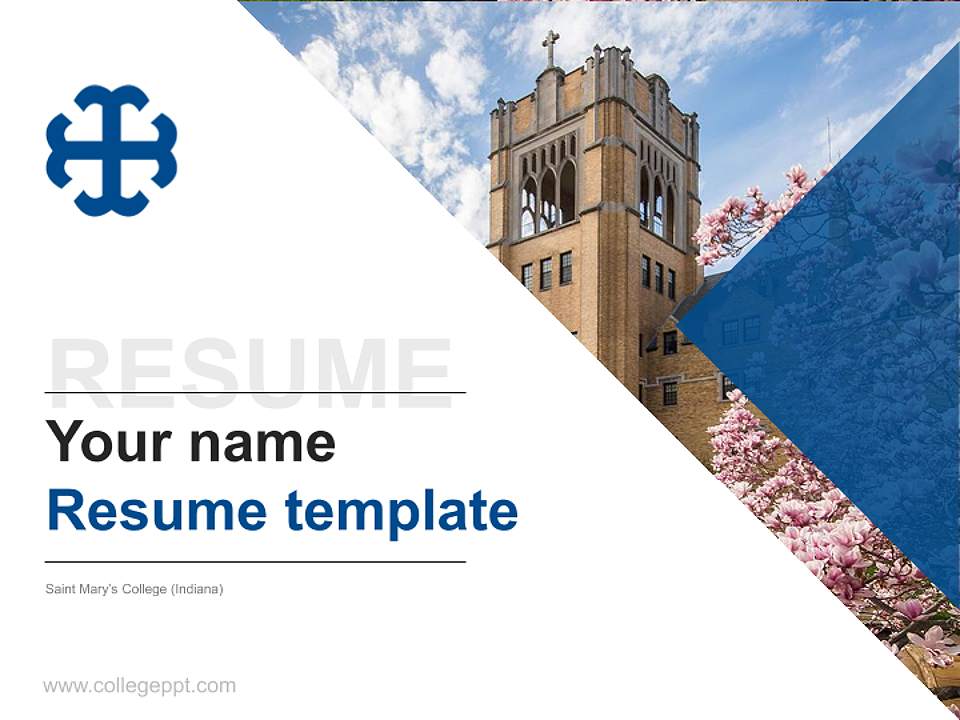 Saint Mary’s College (Indiana) Resume PPT Template4:3 ratio PPT effect preview image5