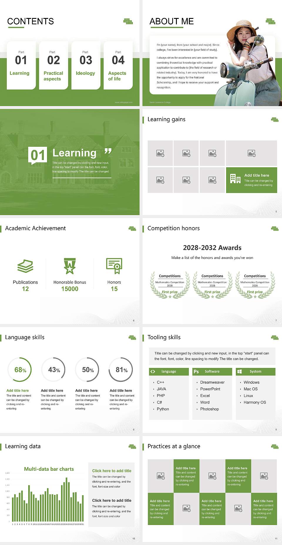 Sarah Lawrence College National Scholarship Defense PPT Template4:3 ratio PPT effect preview image2