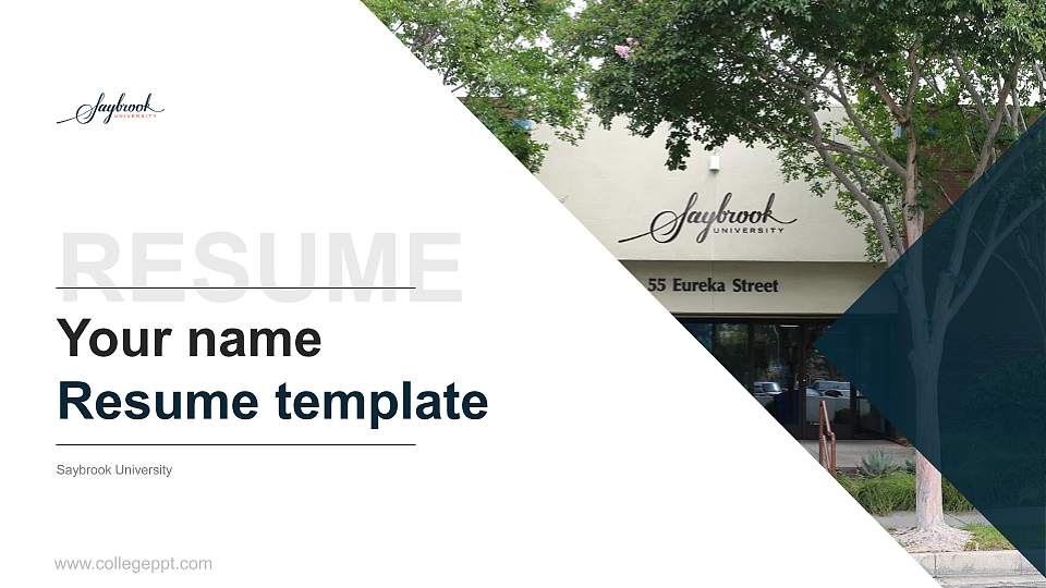 Saybrook University Resume PPT Template16:9 ratio PPT effect preview image