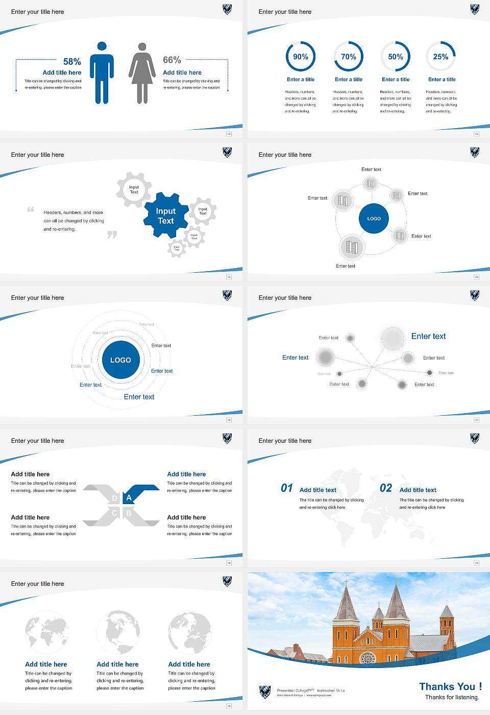 Saint Vincent College Course/Courseware Creation PPT Template16:9 ratio PPT effect preview image4