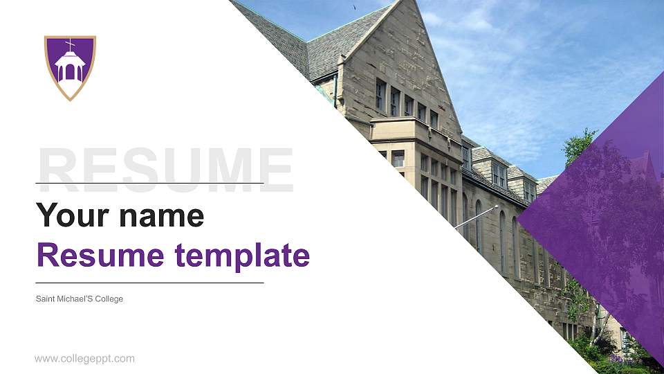 Saint Michael’S College Resume PPT Template16:9 ratio PPT effect preview image