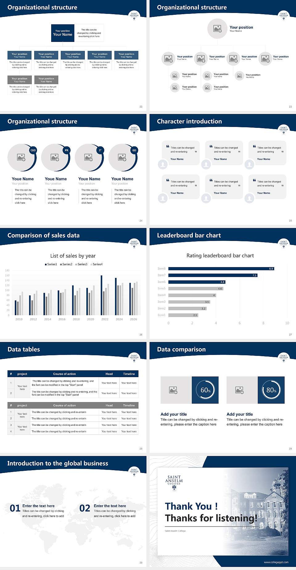 Saint Anselm College Academic Presentation/Research Findings Report PPT Template4:3 ratio PPT effect preview image4