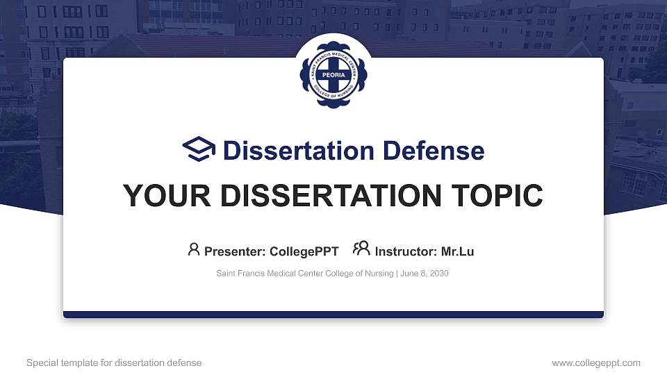Saint Francis Medical Center College of Nursing Graduation Thesis Defense PPT Template16:9 ratio PPT effect preview image