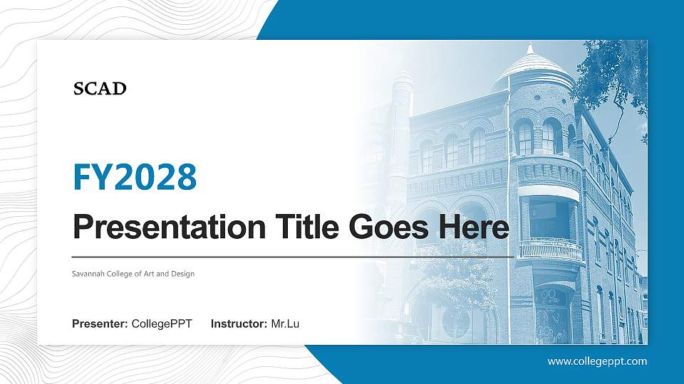 Savannah College of Art and Design Academic Presentation/Research Findings Report PPT Template16:9 ratio PPT effect preview image