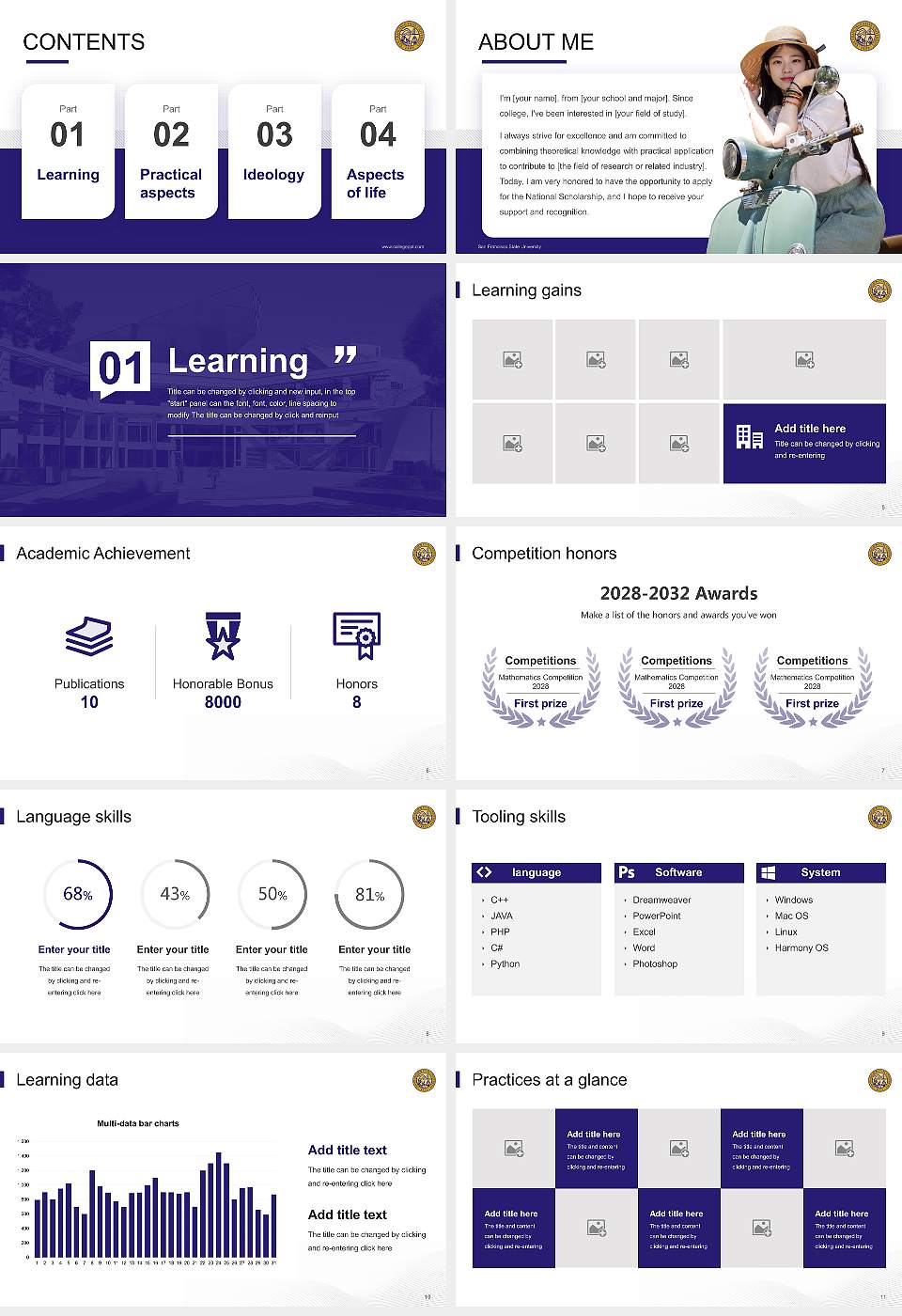 San Francisco State University National Scholarship Defense PPT Template16:9 ratio PPT effect preview image2