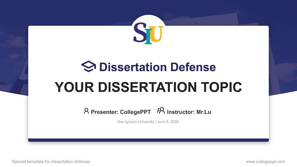 San Ignacio University Graduation Thesis Defense PPT Template16:9 ratio PPT effect preview image