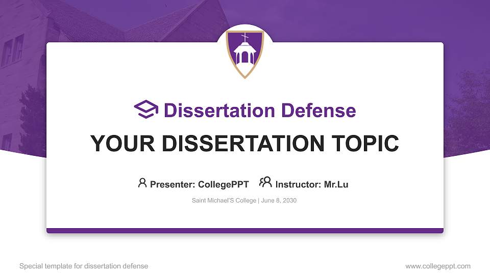 Saint Michael’S College Graduation Thesis Defense PPT Template16:9 ratio PPT effect preview image