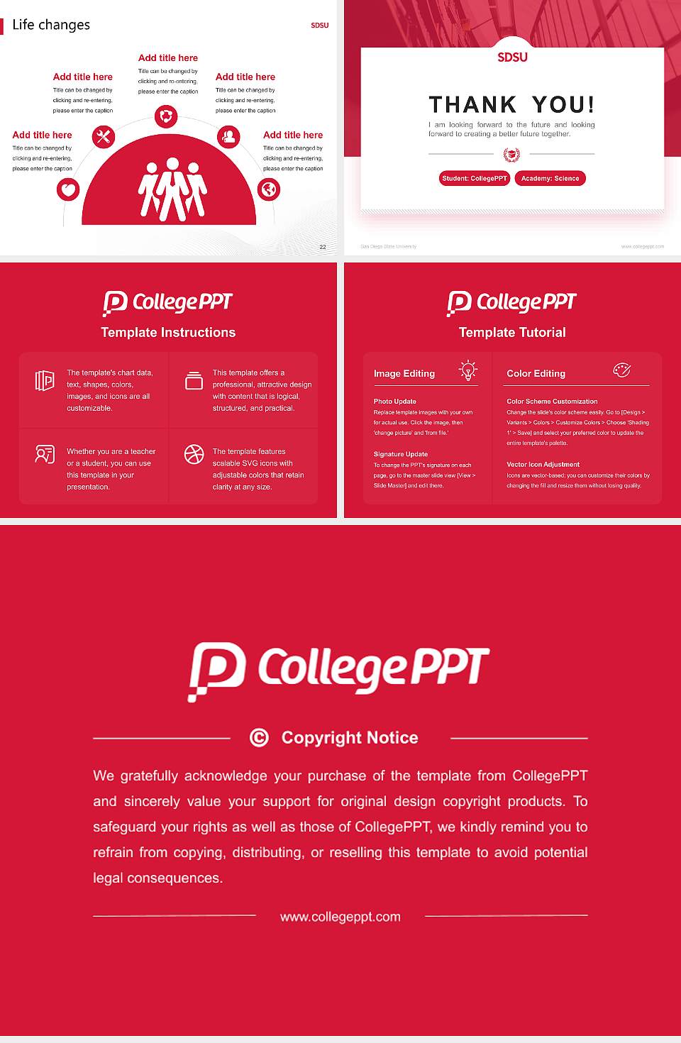 San Diego State University National Scholarship Defense PPT Template4:3 ratio PPT effect preview image4
