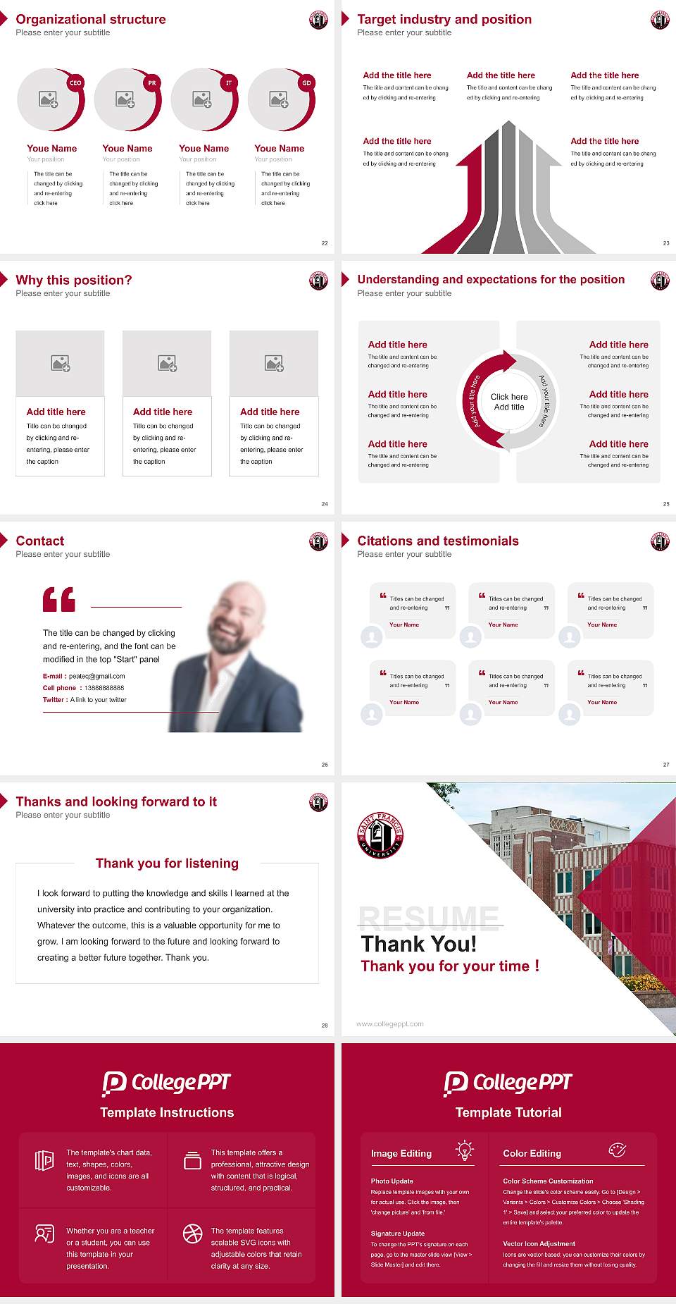 Saint Francis University Resume PPT Template4:3 ratio PPT effect preview image4