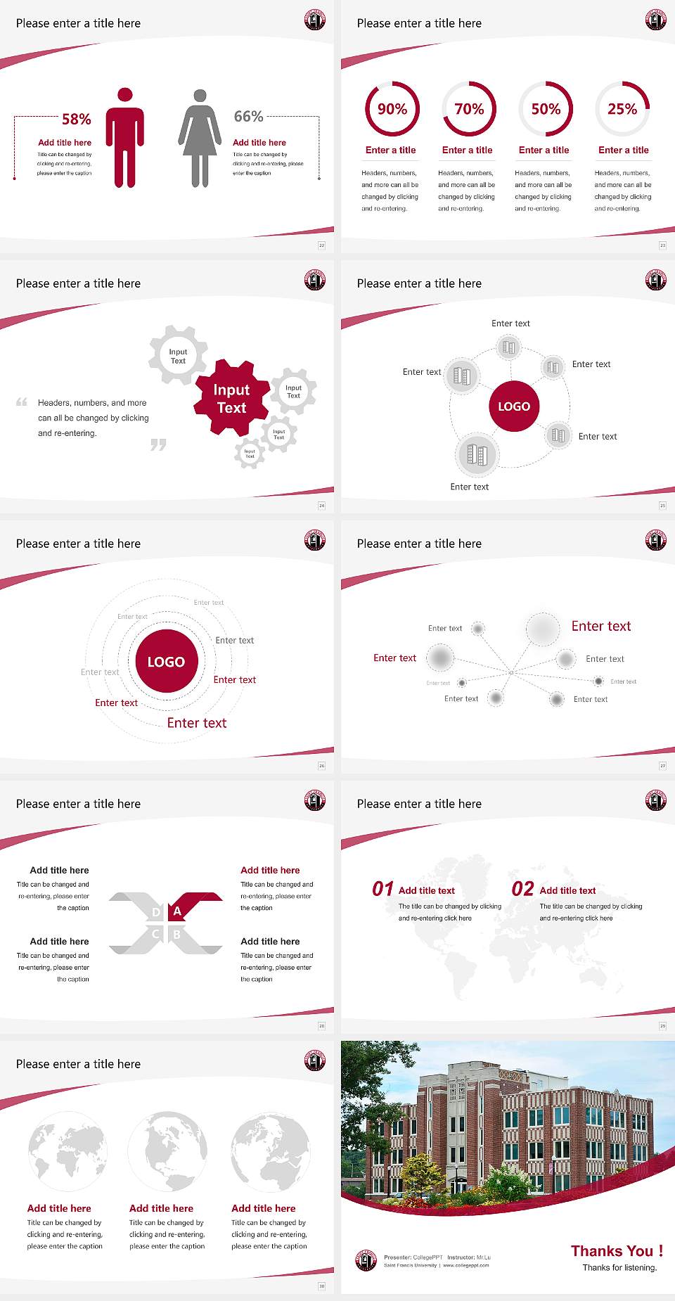 Saint Francis University Course/Courseware Creation PPT Template4:3 ratio PPT effect preview image4