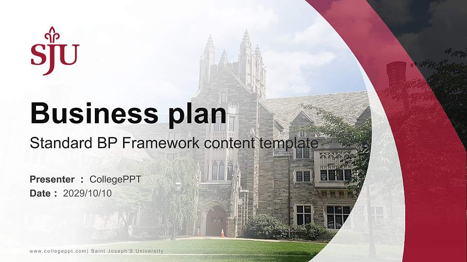 Saint Joseph’S University Competition/Entrepreneurship Contest PPT Template16:9 ratio PPT effect preview image