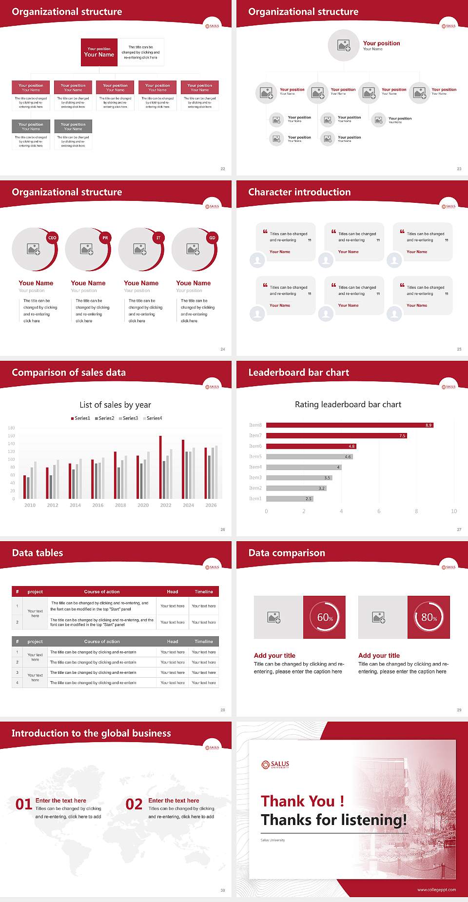 Salus University Academic Presentation/Research Findings Report PPT Template4:3 ratio PPT effect preview image4