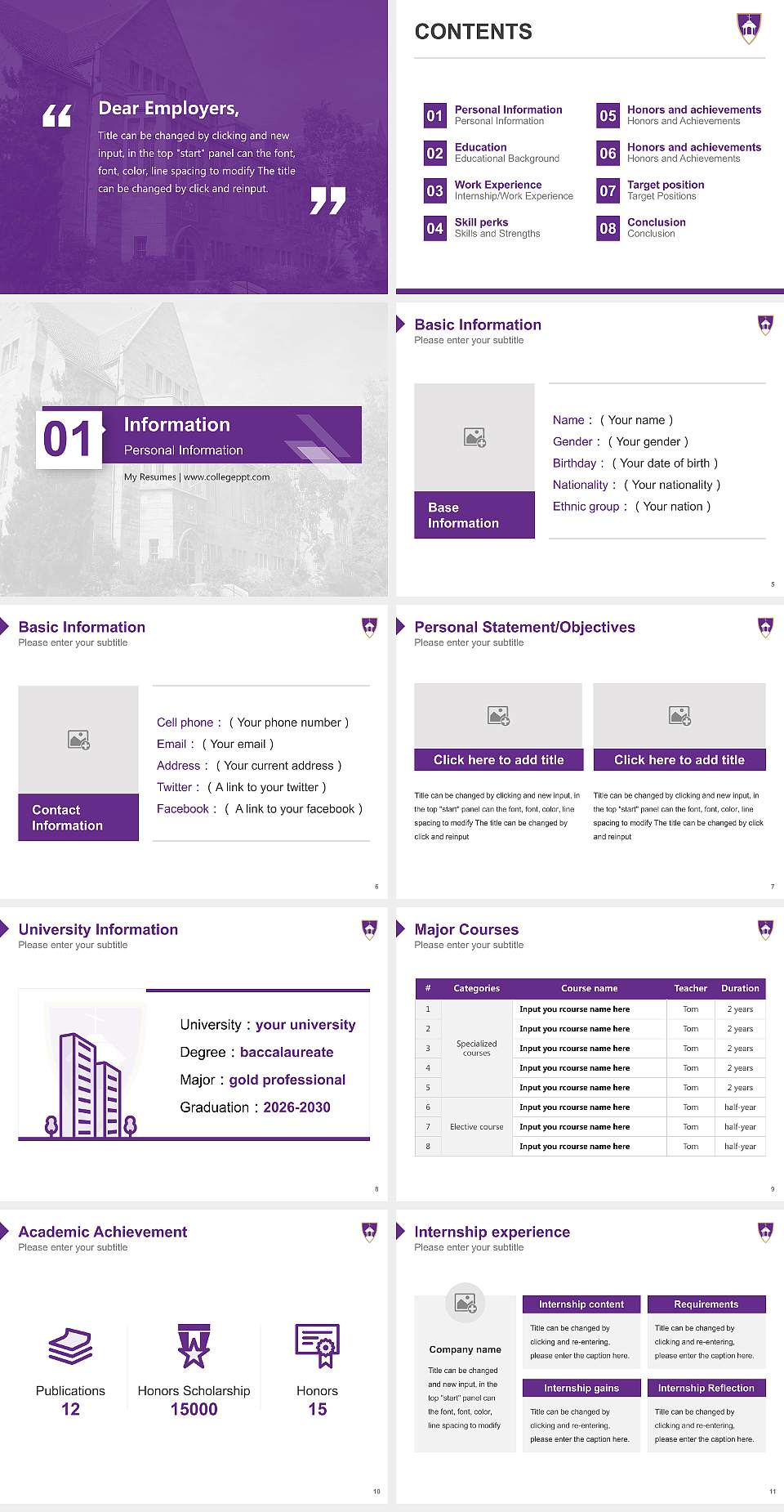 Saint Michael’S College Resume PPT Template4:3 ratio PPT effect preview image2