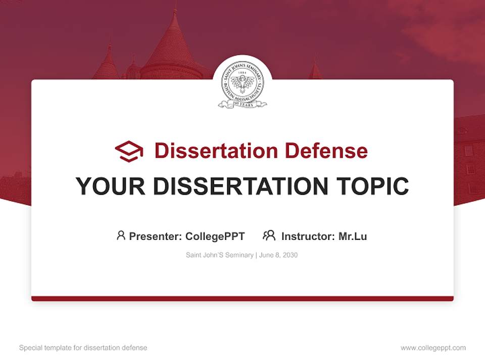 Saint John’S Seminary Graduation Thesis Defense PPT Template4:3 ratio PPT effect preview image7
