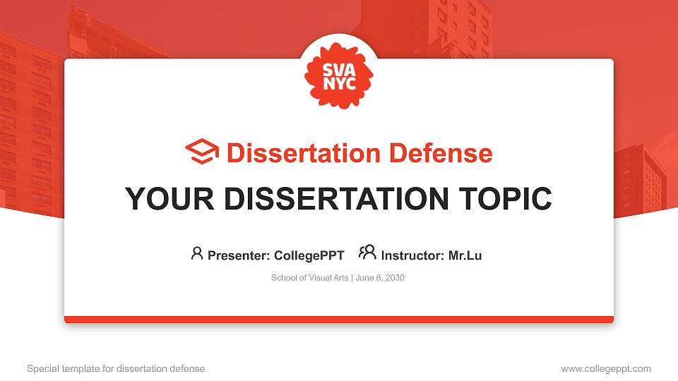 School of Visual Arts Graduation Thesis Defense PPT Template16:9 ratio PPT effect preview image