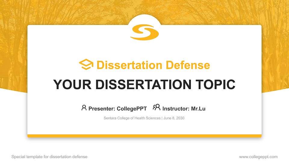 Sentara College of Health Sciences Graduation Thesis Defense PPT Template16:9 ratio PPT effect preview image