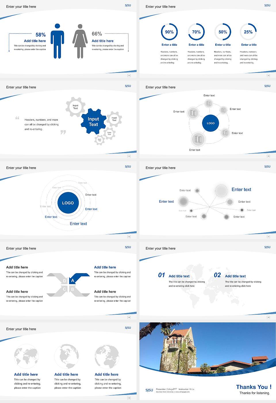 San Jose State University Course/Courseware Creation PPT Template16:9 ratio PPT effect preview image4