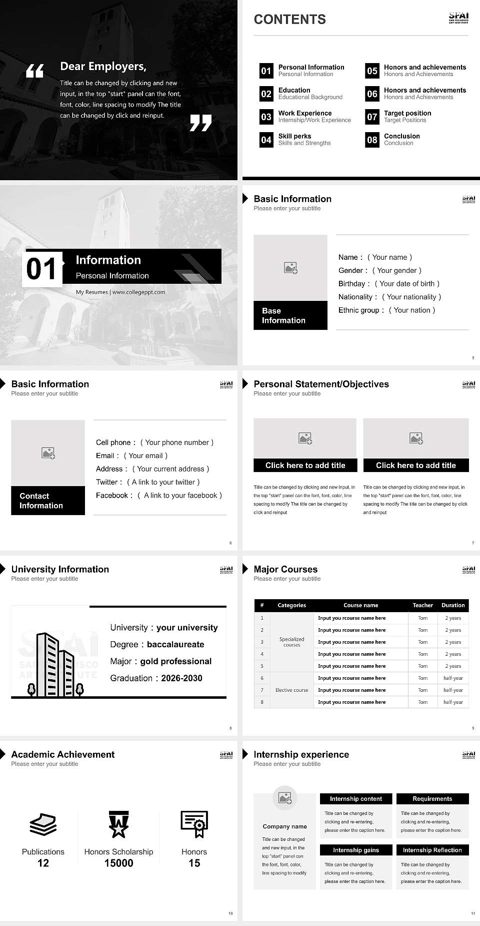 San Francisco Art Institute Resume PPT Template4:3 ratio PPT effect preview image2