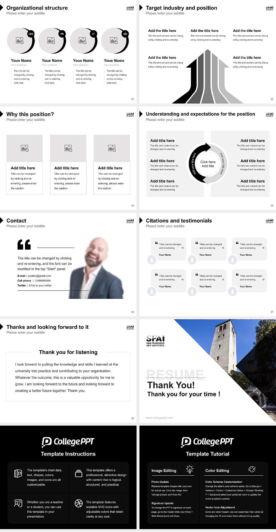 San Francisco Art Institute Resume PPT Template4:3 ratio PPT effect preview image4