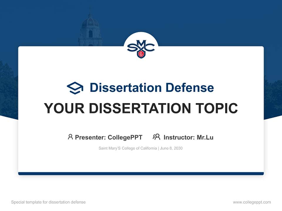 Saint Mary’S College of California Graduation Thesis Defense PPT Template4:3 ratio PPT effect preview image7