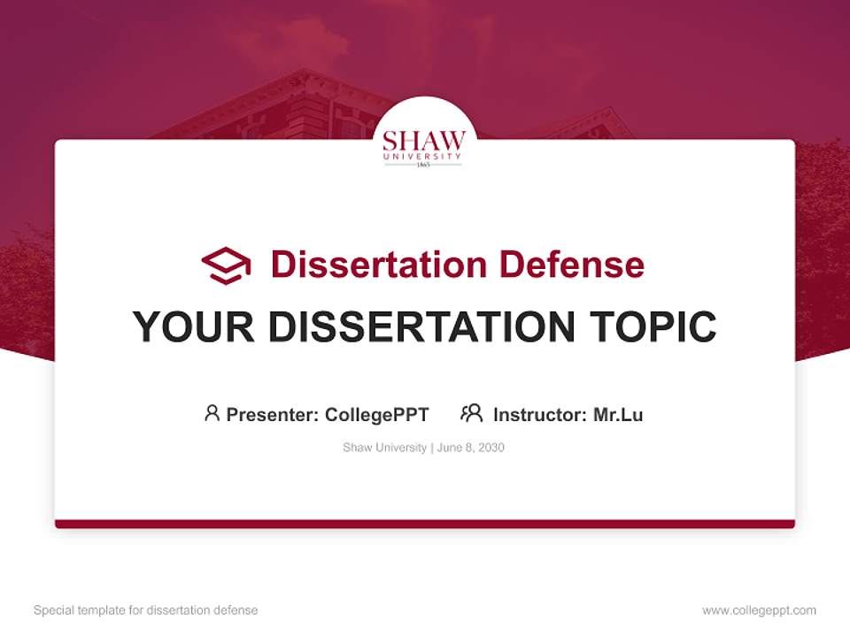 Shaw University Graduation Thesis Defense PPT Template4:3 ratio PPT effect preview image7