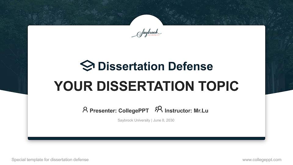 Saybrook University Graduation Thesis Defense PPT Template16:9 ratio PPT effect preview image