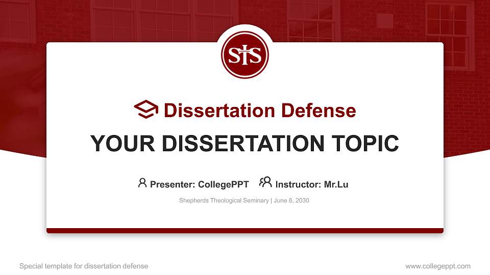 Shepherds Theological Seminary Graduation Thesis Defense PPT Template16:9 ratio PPT effect preview image