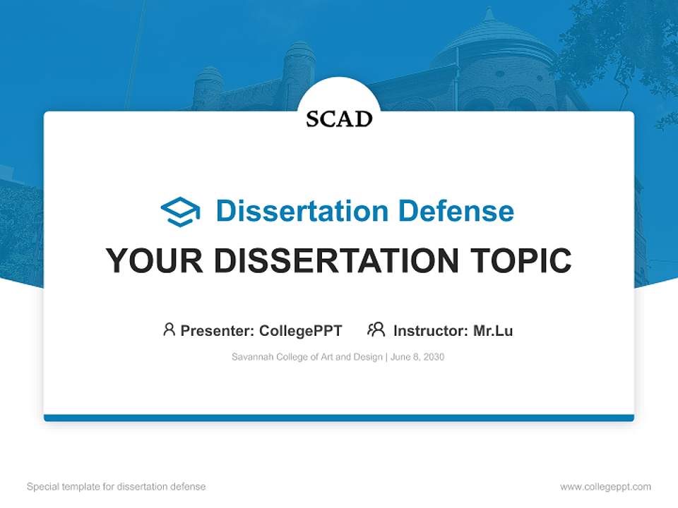 Savannah College of Art and Design Graduation Thesis Defense PPT Template4:3 ratio PPT effect preview image7