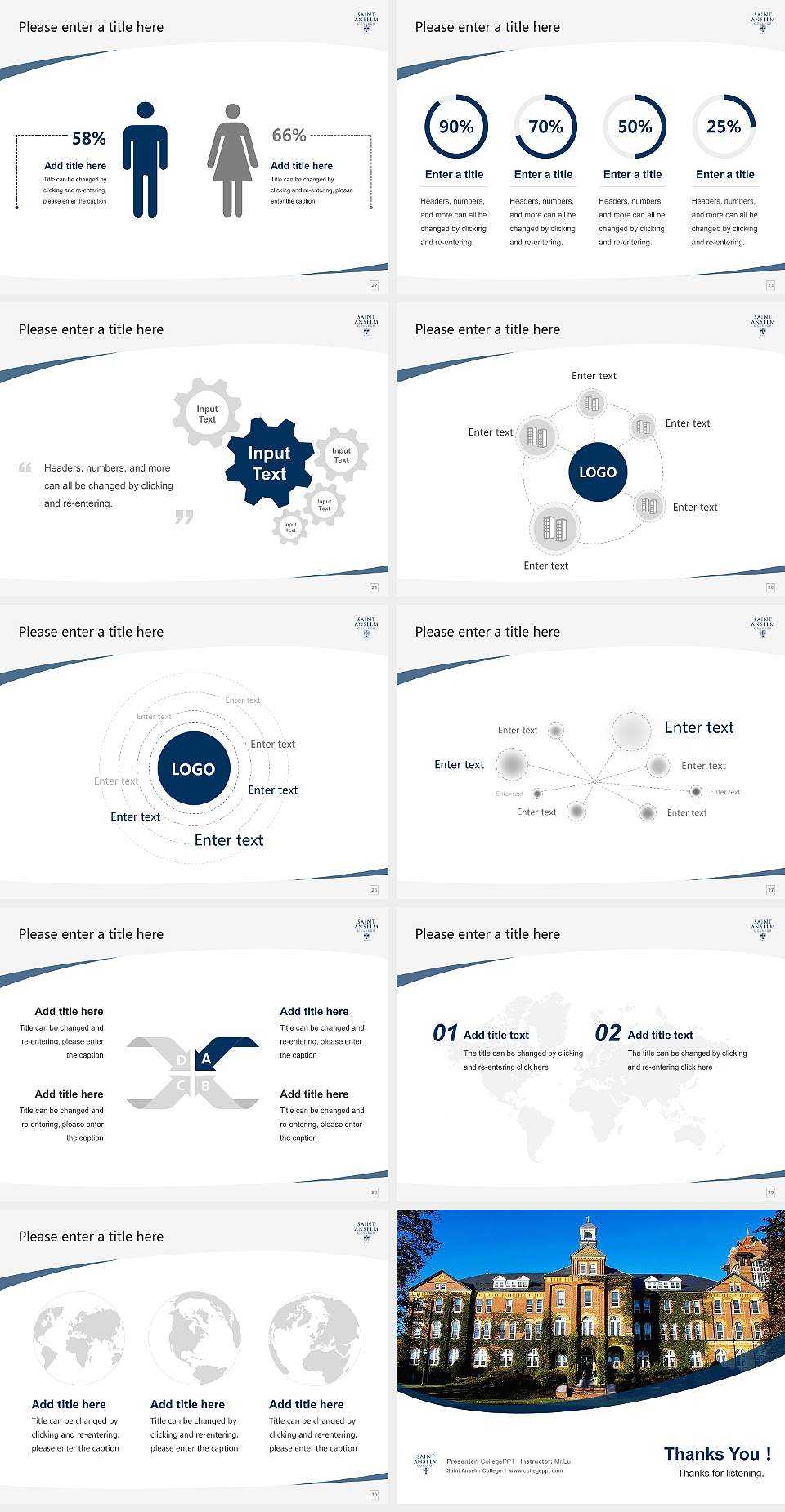 Saint Anselm College Course/Courseware Creation PPT Template4:3 ratio PPT effect preview image4