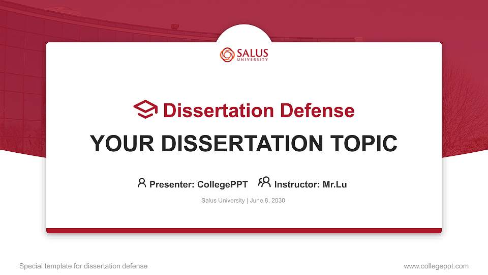 Salus University Graduation Thesis Defense PPT Template16:9 ratio PPT effect preview image