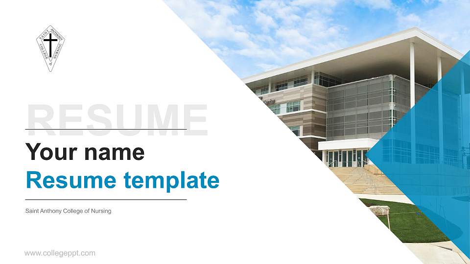Saint Anthony College of Nursing Resume PPT Template16:9 ratio PPT effect preview image
